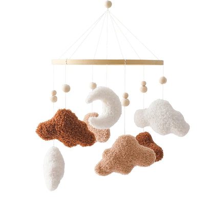 Wooden Crib Mobile Felt Bear Musical Newborn Sensory Toys