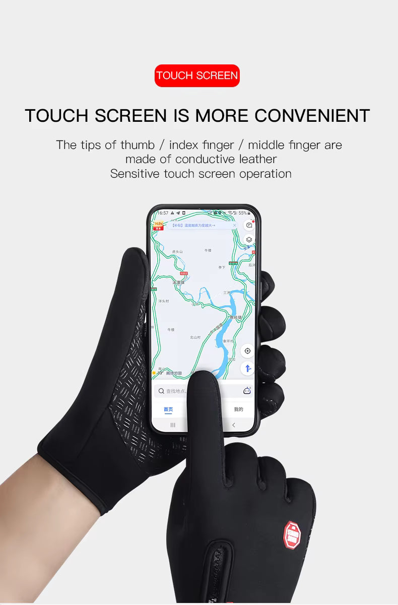 Winter Thermal Touchscreen Gloves – Windproof & Water-Resistant, Non-Slip Unisex Gloves for Cycling and Cold Weather