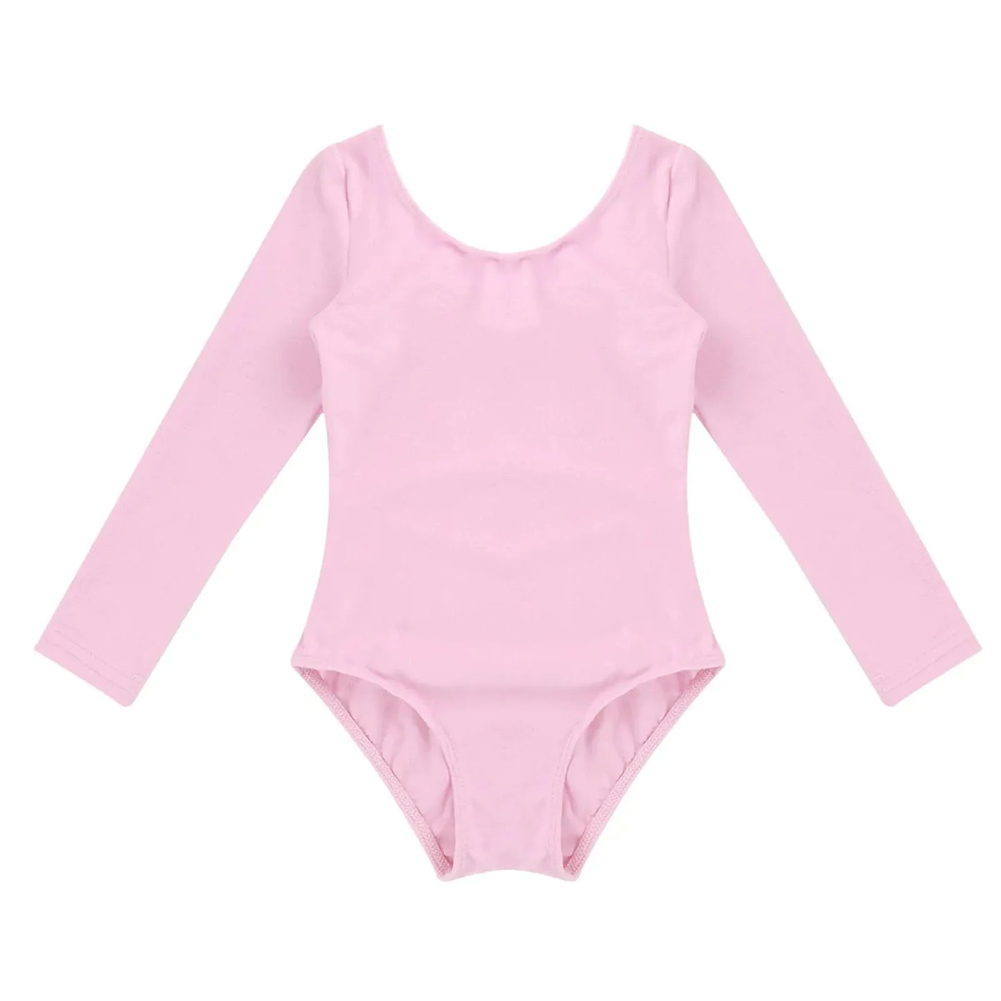 Soft girls' leotards - long sleeve solid color, polyester, for ballet and gymnastics training