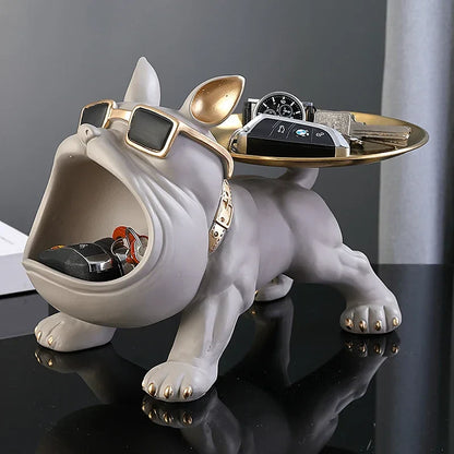 Dog Statue 30cm Bulldog Figurine Storage Box Resin Home Decor Fall 2025 Organizer Gift Idea
