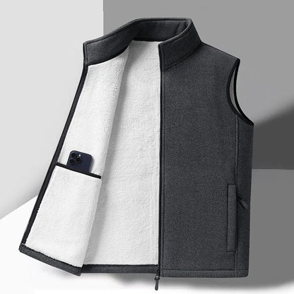 Warm Mens Fleece Vest - Sleeveless, Lamb Fleece, Winter