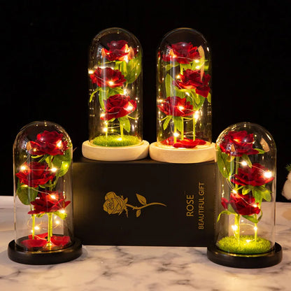 Ornement en verre rose LED - Cadeau romantique pour la Saint-Valentin et décoration de mariage