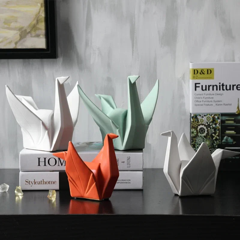 Ceramic Bird Statue Origami Sculpture Modern Desktop Home Decor Fall 2025 Accent Minimalist Office Gift