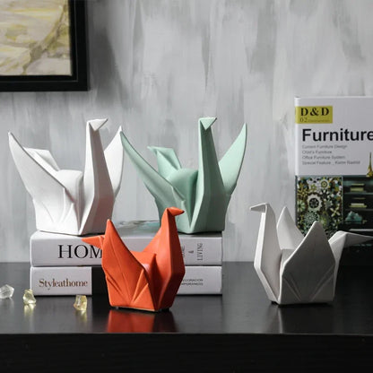 Ceramic Bird Statue Origami Sculpture Modern Desktop Home Decor Fall 2025 Accent Minimalist Office Gift