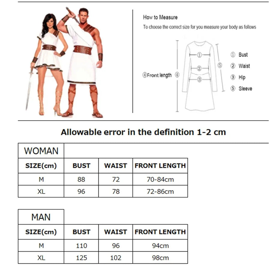 Romeinse gladiator- en Griekse-mythologie-koppelkostuumset voor Halloween, Egyptische krijger, carnavals- en verkleedfeest 2026