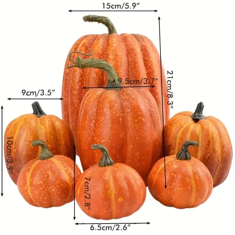 7-Piece Foam Plastic Artificial Pumpkin Set Orange Halloween Harvest Festival Home Table Decor 2026