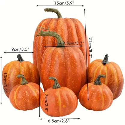 7-Piece Foam Plastic Artificial Pumpkin Set Orange Halloween Harvest Festival Home Table Decor 2026