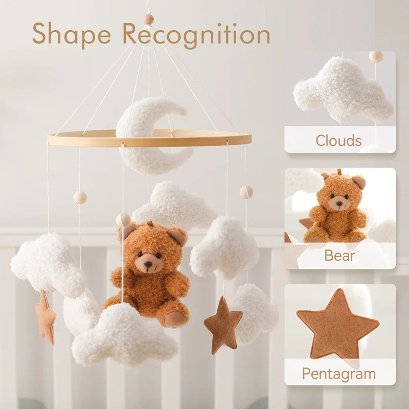 Baby Crib Mobile Wooden Nursery Newborn Sensory Toys