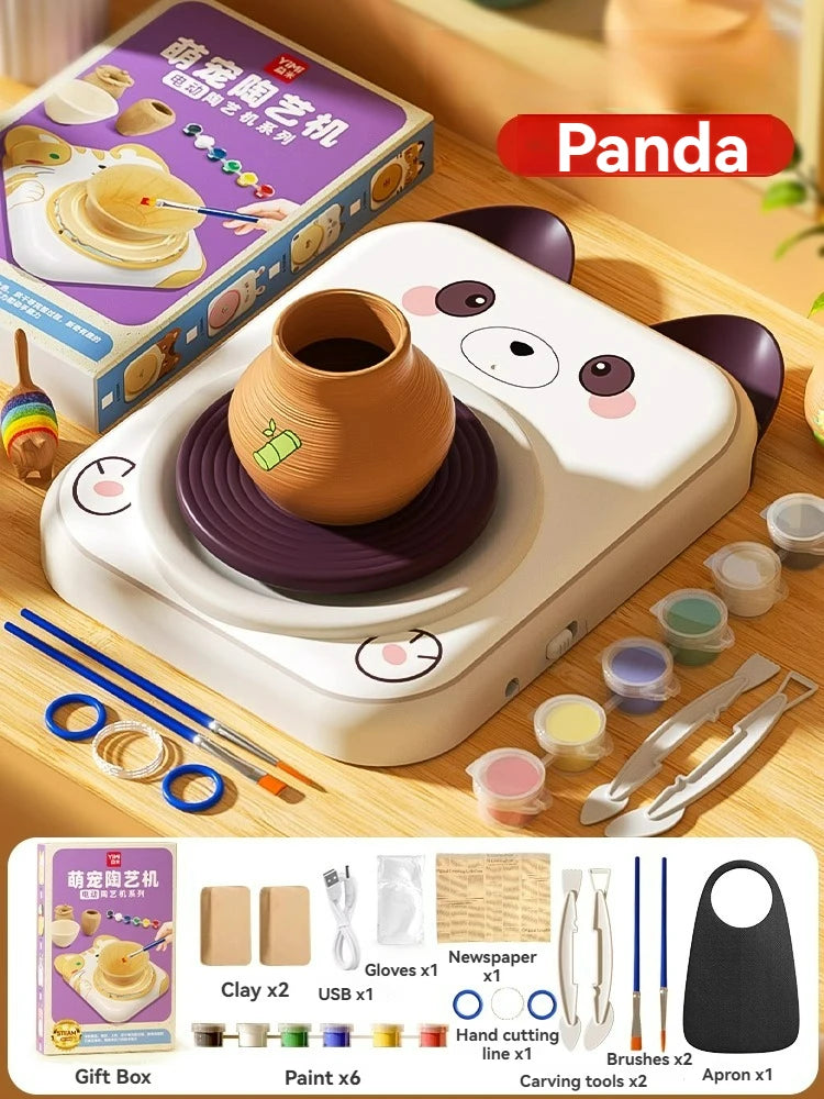 Mini Pottery Wheel Craft Set for Kids - DIY Ceramic Pottery Machine for Boys and Girls, Early Education Arts & Crafts Activity