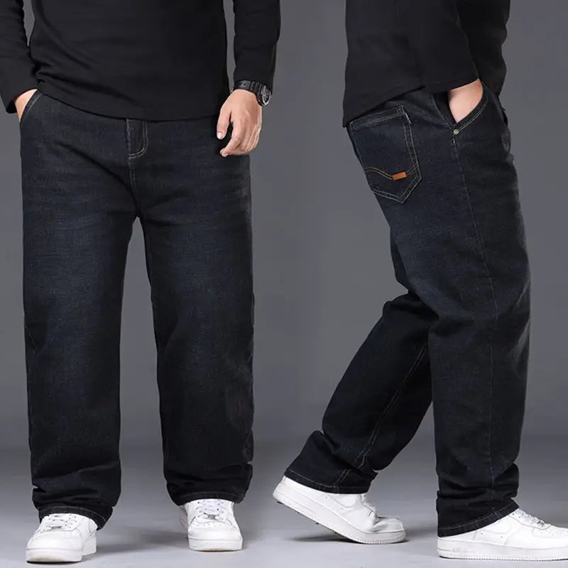Oversized Relaxed Men's Jeans - High Waist, Stretch Denim