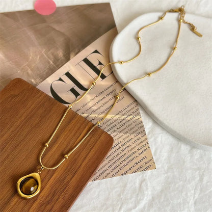 Layered Gold Tone Necklace Set With Resin Stone Pendants Boho Statement Jewelry Gift Idea Fall 2026
