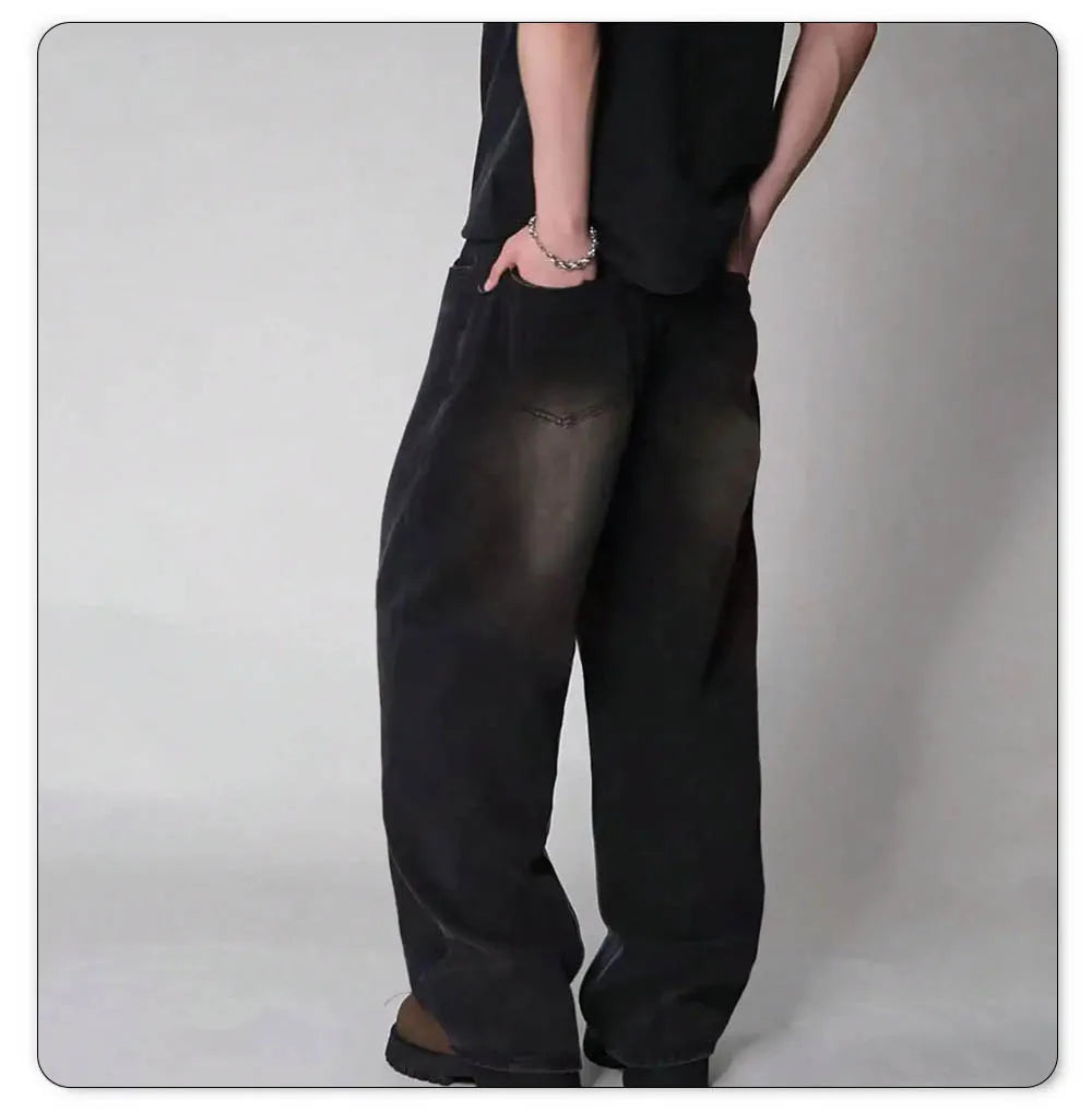 Oversized Men's Wide Leg Jeans - Baggy Straight Cotton Blend
