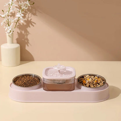 Automatischer Futterspender 200ml Portion Doppelnapf Edelstahl Futter- und Wasserstation Fall 2025 Rutschfest Leicht zu Reinigen