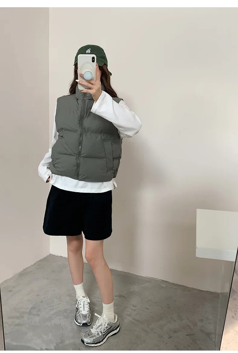 Lightweight Women's Down Vest - Cropped Boxy, Duck Fill