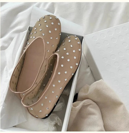 Breathable Women Ballet Flats - Mesh Crystal, Casual Walking