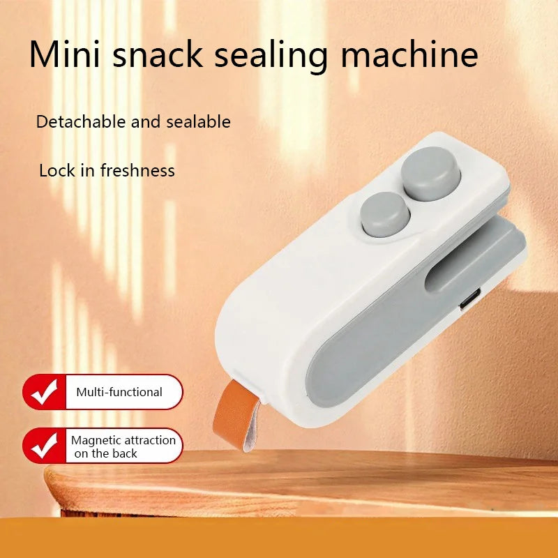 Mini selladora térmica recargable por USB, selladora manual de alimentos, clip portátil para bolsas 2026, artículos esenciales para el hogar