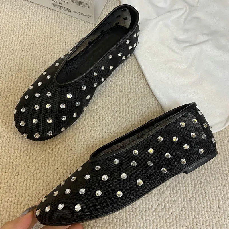 Breathable Women Ballet Flats - Mesh Crystal, Casual Walking