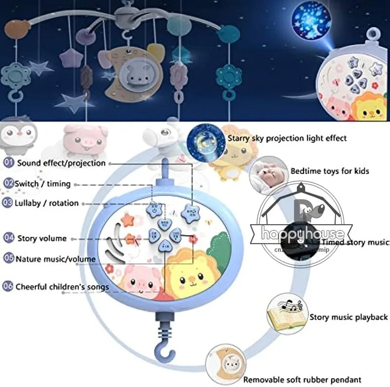 Sengemobil Fjernkontroll Musikk Lys Nyfødt Sensoriske Leker