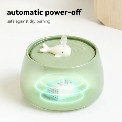 Katzen Trinkbrunnen 1300ml Keramik USB Aufladbarer Haustierbrunnen Mit Filter Und Holzständer Herbst 2025 Kontinuierliche Hydration