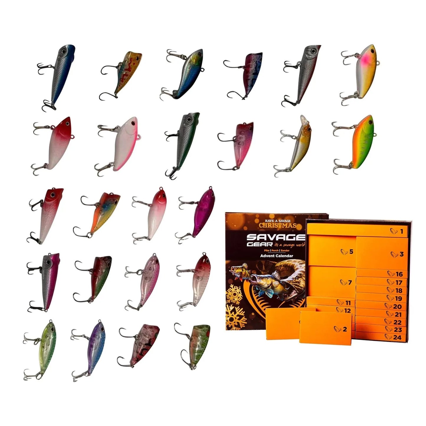 Calendario de Adviento de Pesca Kit de Cuenta Regresiva de Navidad de 24 Días