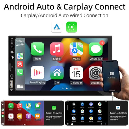 Bilstereo 7-tommers 1 Din CarPlay Android Auto MP5 Hovedenhet med USB Bluetooth Bakkamera Gave høsten 2025