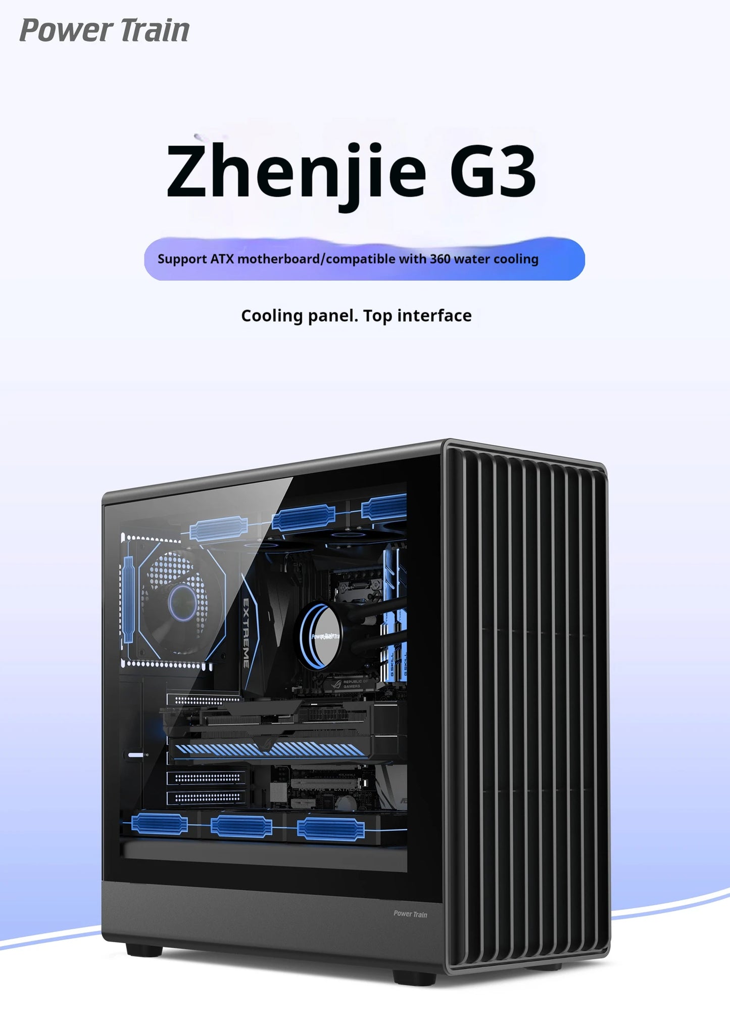 Boîtier PC avec côté en verre Support ATX M ATX ITX Radiateur 360mm