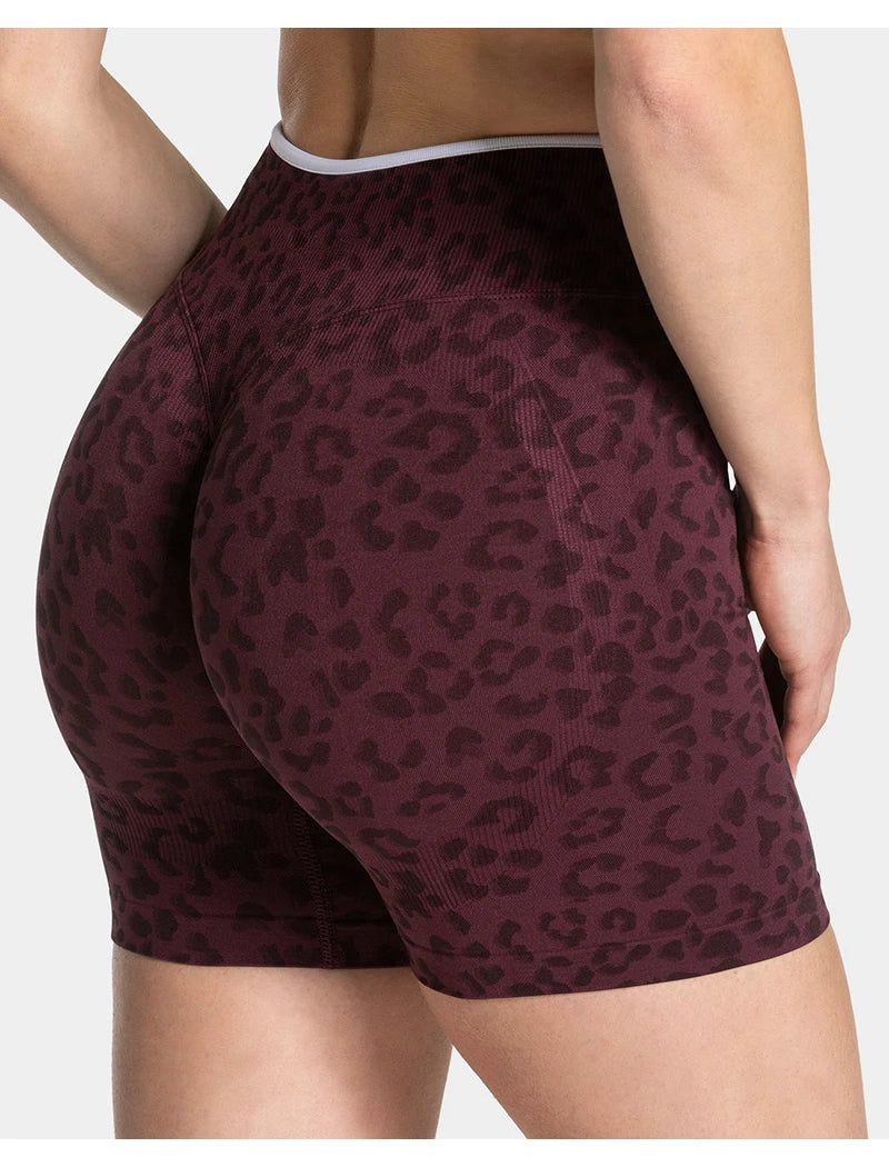 Stretchy women's seamless yoga shorts - high-waist hip-lifting, nylon blend, for gym and running