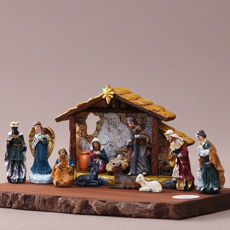 Nativity Scene 5cm Resin Set Table Centerpiece Christmas 2025 Gift Box Decor