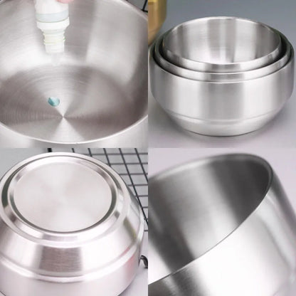 Cuenco para arroz de acero inoxidable de doble capa con tapa aislada
