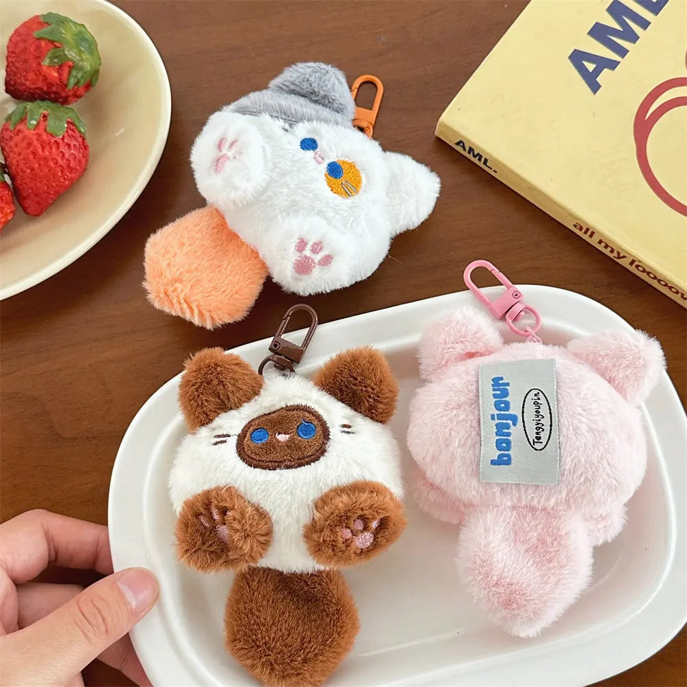 Llavero de gato de peluche encanto de bolso de piel de conejo lindo regalo decoración