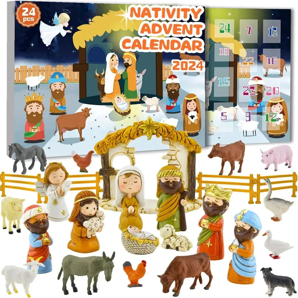 Nativity Advent Calendar 24 Pcs Miniature Nativity Figurines Set for Christmas Countdown 2025 Family Activity