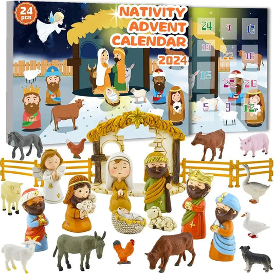 Nativity Advent Calendar 24 Pcs Miniature Nativity Figurines Set for Christmas Countdown 2025 Family Activity