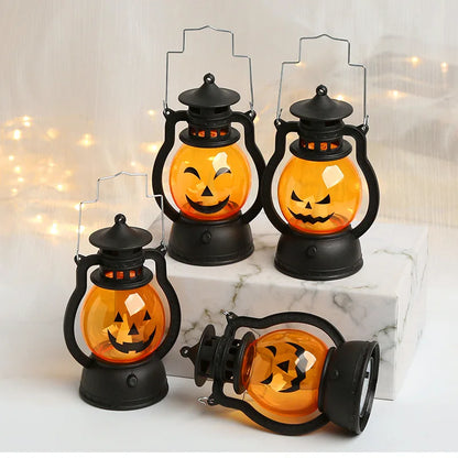 Halloween-LED-hanglamp in de vorm van een pompoen, spooklamp in retro-olielampstijl voor feest- en huisdecoratie, griezelig accessoire 2026