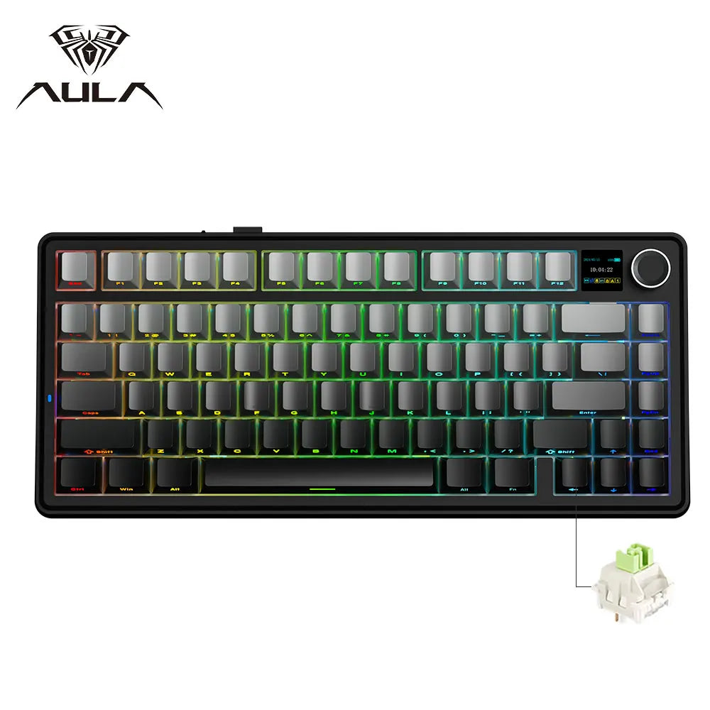 Teclado mecánico para juegos 75% Hot Swap RGB TFT inalámbrico