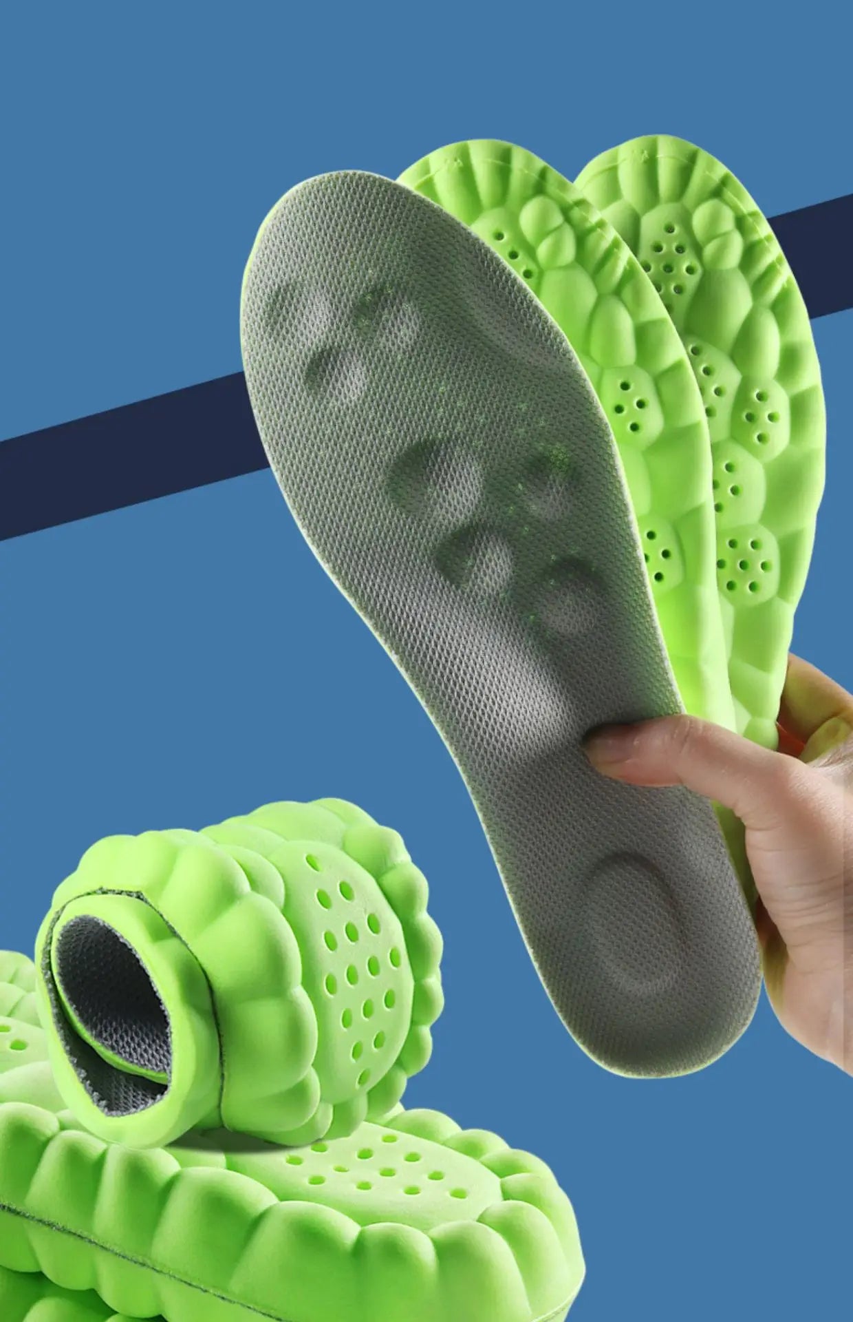 4D Massage Insoles Shock Absorbent Breathable Comfort Plantar Fascia Insole