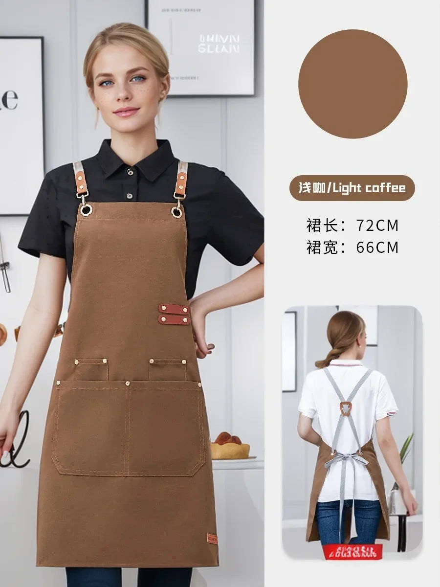 Kitchen Apron Professional Bib Apron Restaurant Work Apron Fall 2025 Waterproof Pockets Durable