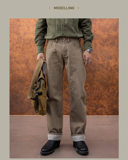 Holdbare avslappede rette jeans for menn - løse selvedge casual