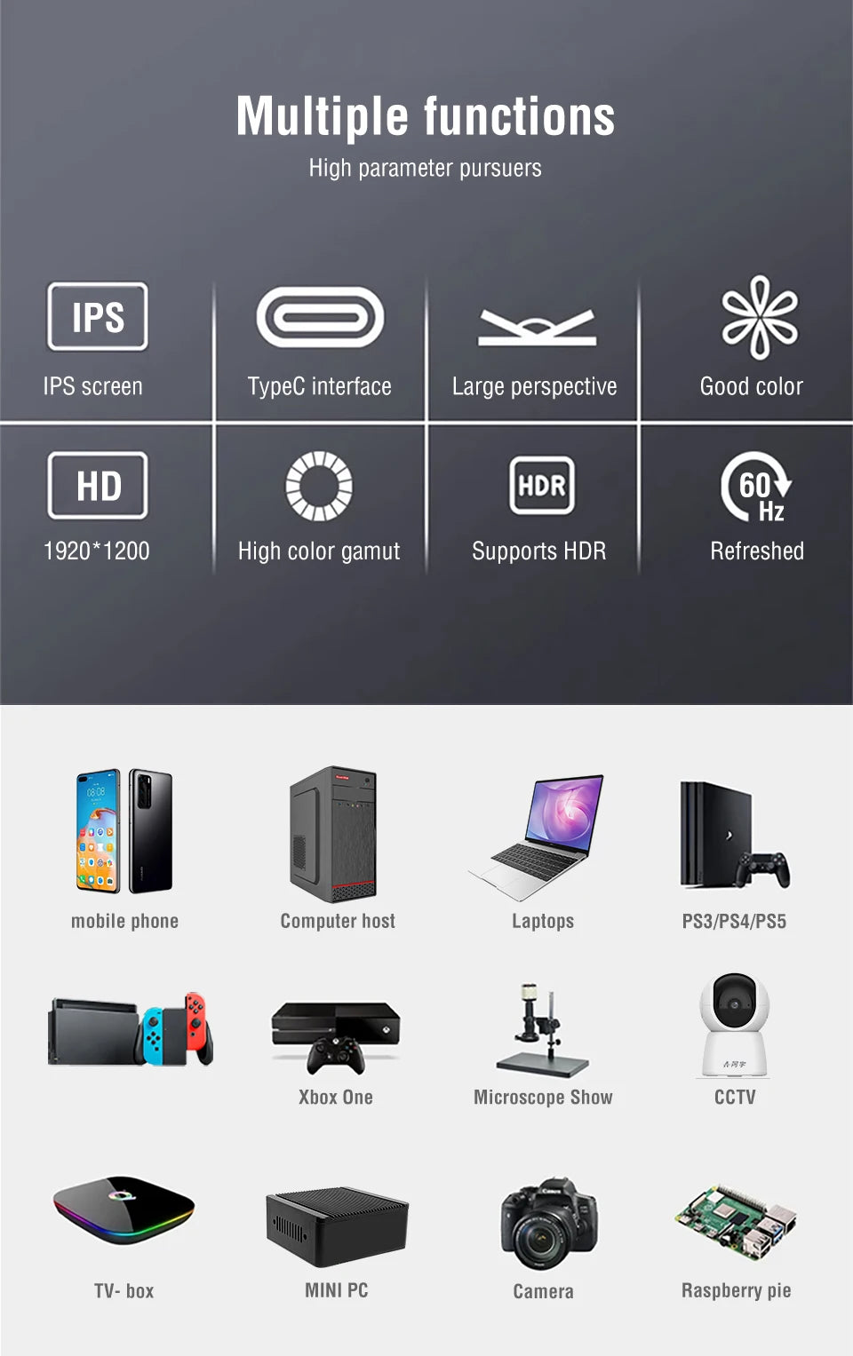 Draagbare Monitor 14.1 Inch Touch IPS HDR10 Tweede Scherm