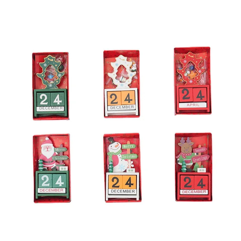 Adorno de calendario de cuenta regresiva de madera para Navidad, decoración de mesa