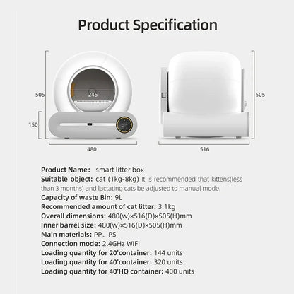 Automatic Smart Cat Litter Box 65L Self Cleaning APP Control Fully Enclosed Litter Box Fall 2025 Gift