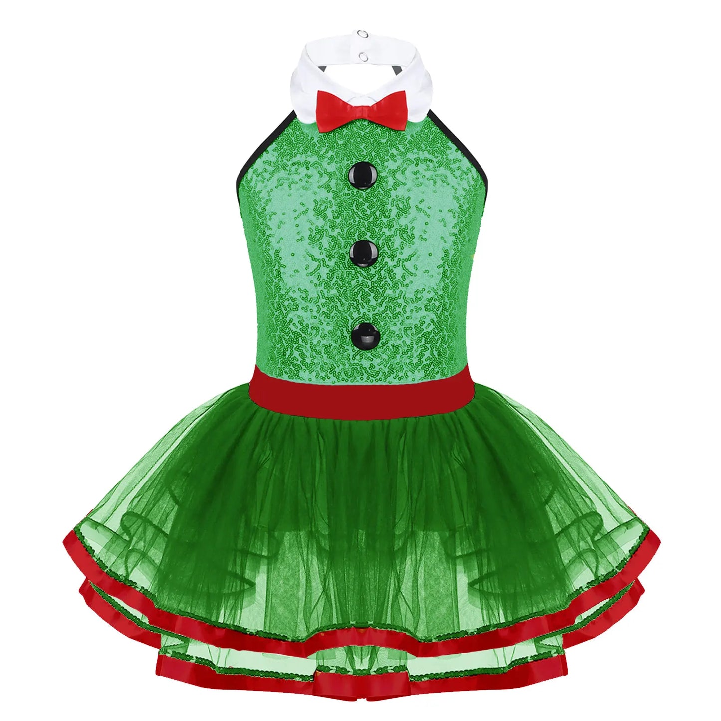 Lightweight girls' leotard - sequined skirted tutu, polyester, for ballet and dance performances