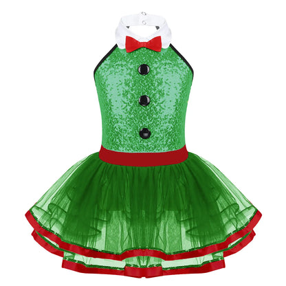 Lightweight girls' leotard - sequined skirted tutu, polyester, for ballet and dance performances