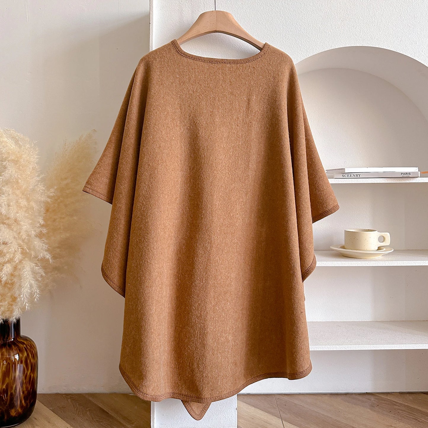 Warm Womens Poncho - Draped Cape Knot, Cashmere Pashmina