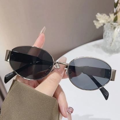 Trendy Oval Sunglasses for Women 2025 Luxury Metal Frame Classic Vintage Round Shades Unisex