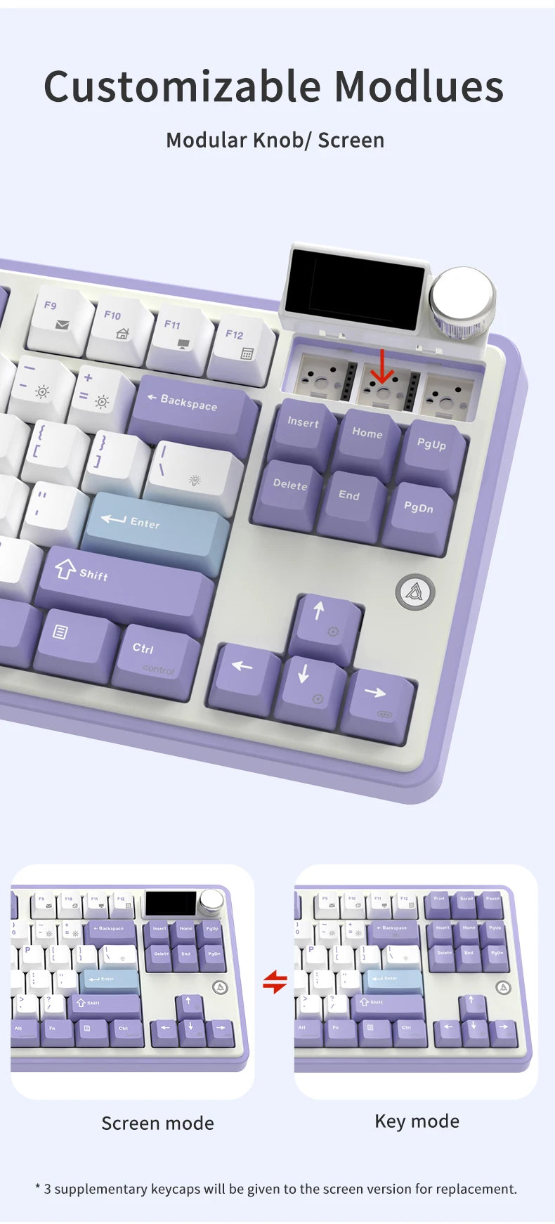 Teclado mecánico 87 teclas modo tri RGB intercambiable en caliente