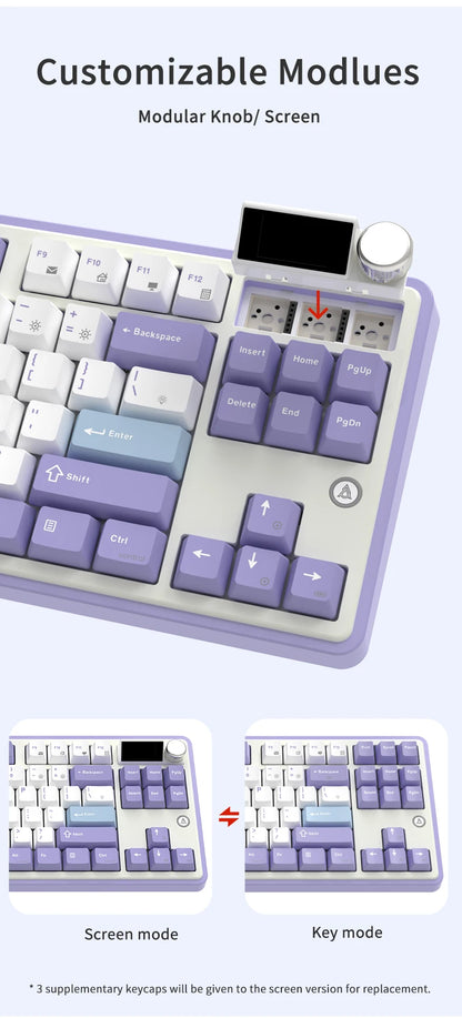 Teclado mecánico 87 teclas modo tri RGB intercambiable en caliente