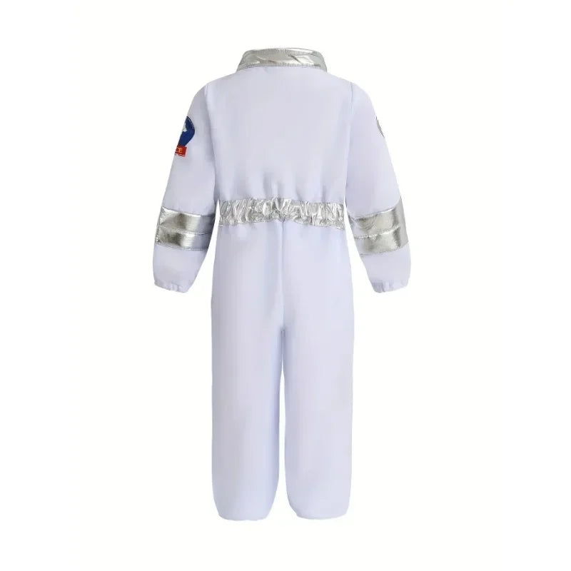 Kids NASA Astronaut White Space Suit Jumpsuit Halloween Cosplay Costume Set with Gloves and Hat 2026