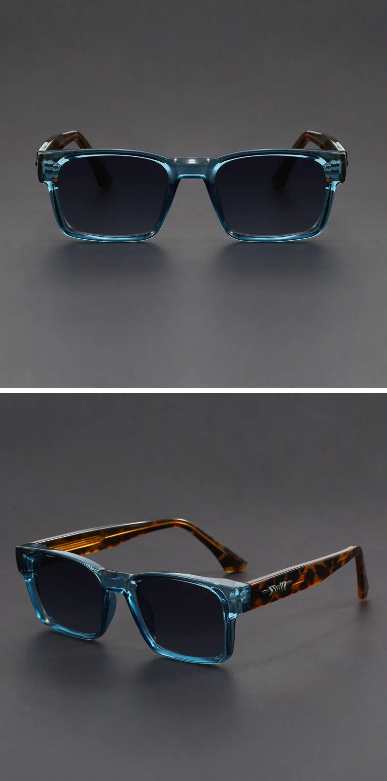 Men's square frame sunglasses UV400 – mirror lens, anti-mist outdoor driving shades, wide coverage