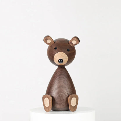 Wooden Bear Figurines Brown Nordic Decorative Sculptures Fall 2025 Cozy Shelf Mantel Accent Gift Idea