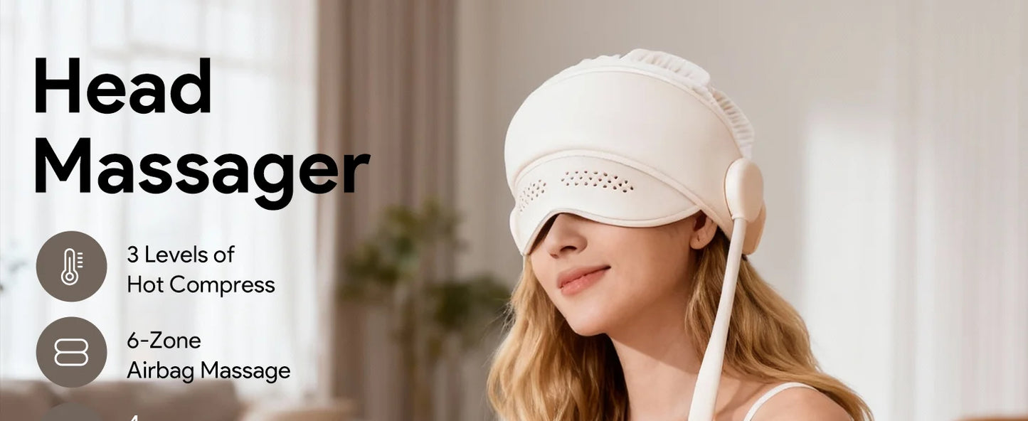 Graphene Heated Head Massager Air Pressure & Eye Compress – Stress Relief Sleep Aid 2026